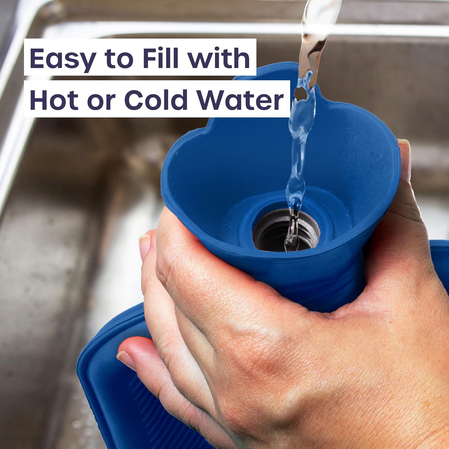 Botella de Agua Caliente 3.5L Volila con Funda Suave Azul