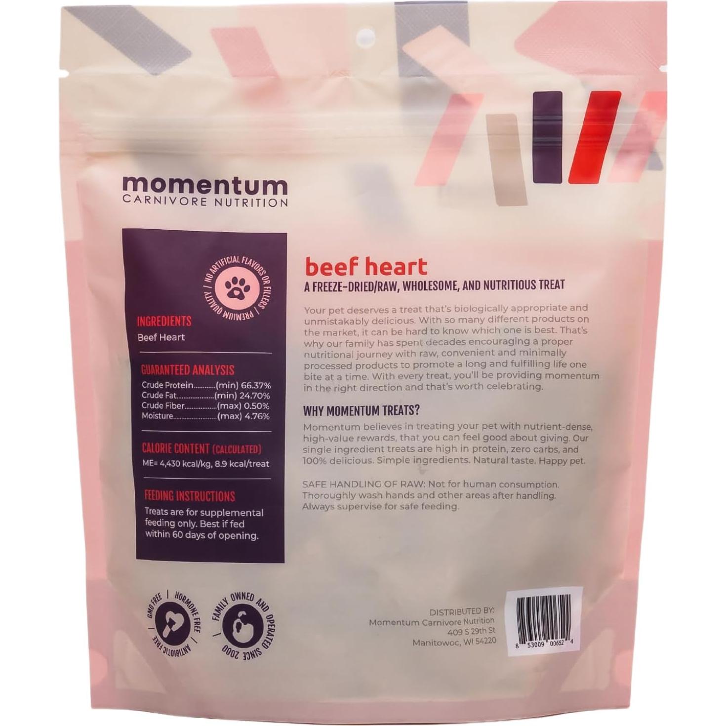 Golosinas para Perros Momentum Carnivore 85g Corazones de Res