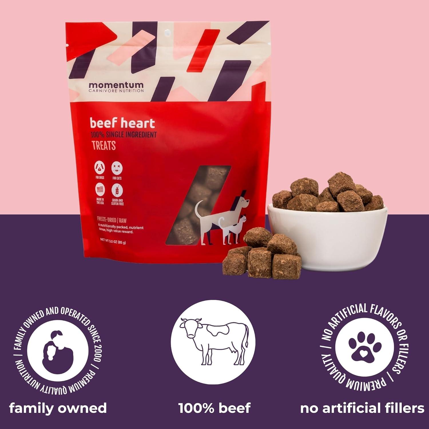 Golosinas para Perros Momentum Carnivore 85g Corazones de Res