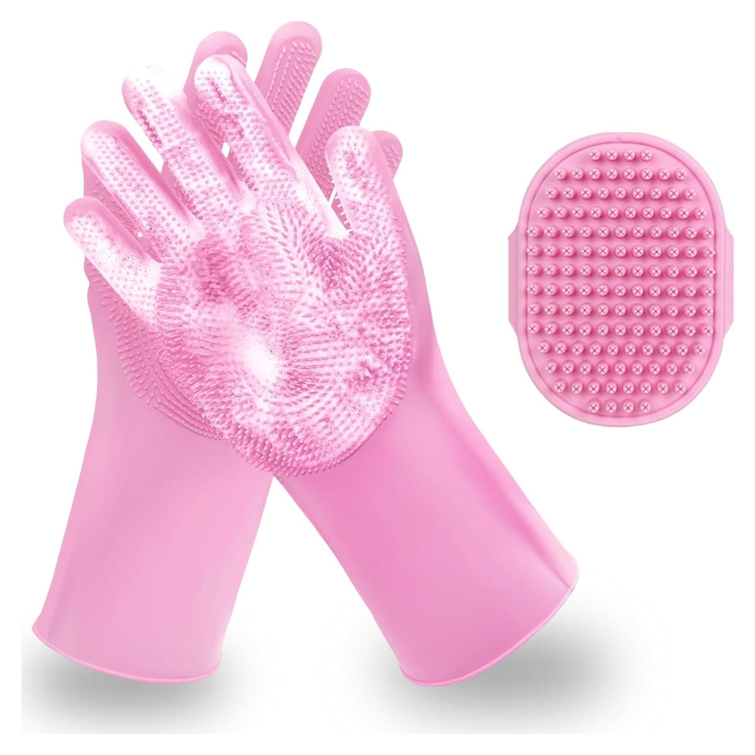 Juego de Baño para Mascotas Kemodia Rosa 2 Piezas con Guantes
