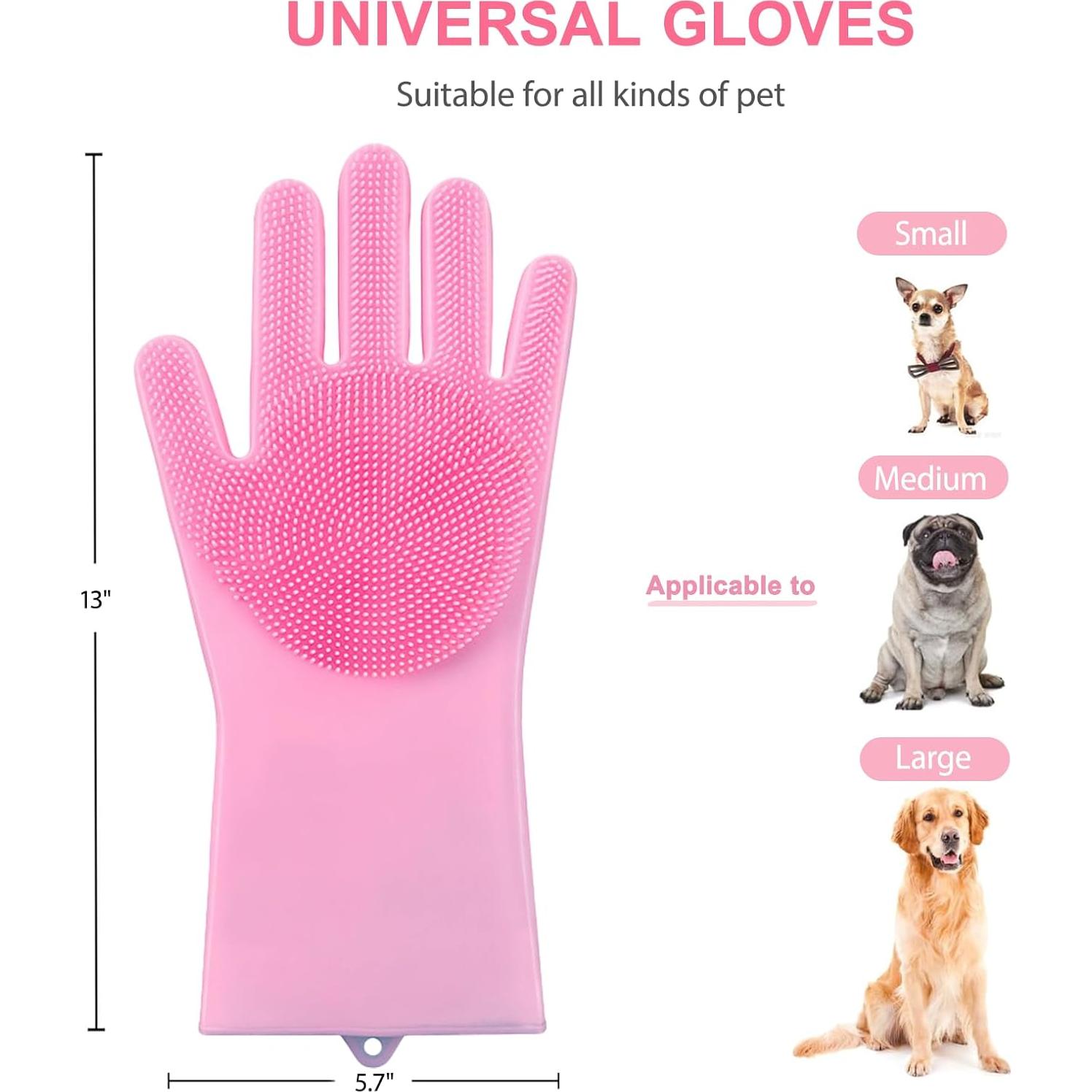 Juego de Baño para Mascotas Kemodia Rosa 2 Piezas con Guantes