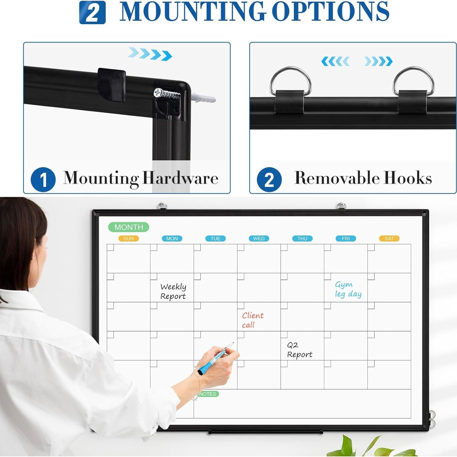 Calendario de Pizarra Blanca WALGLASS 61x46 cm Doble Cara