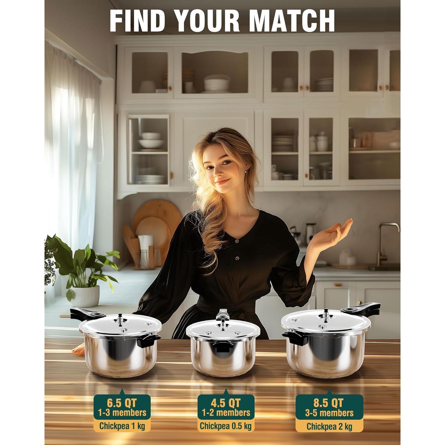 Olla a presión WantJoin 6L acero inoxidable con seguridad