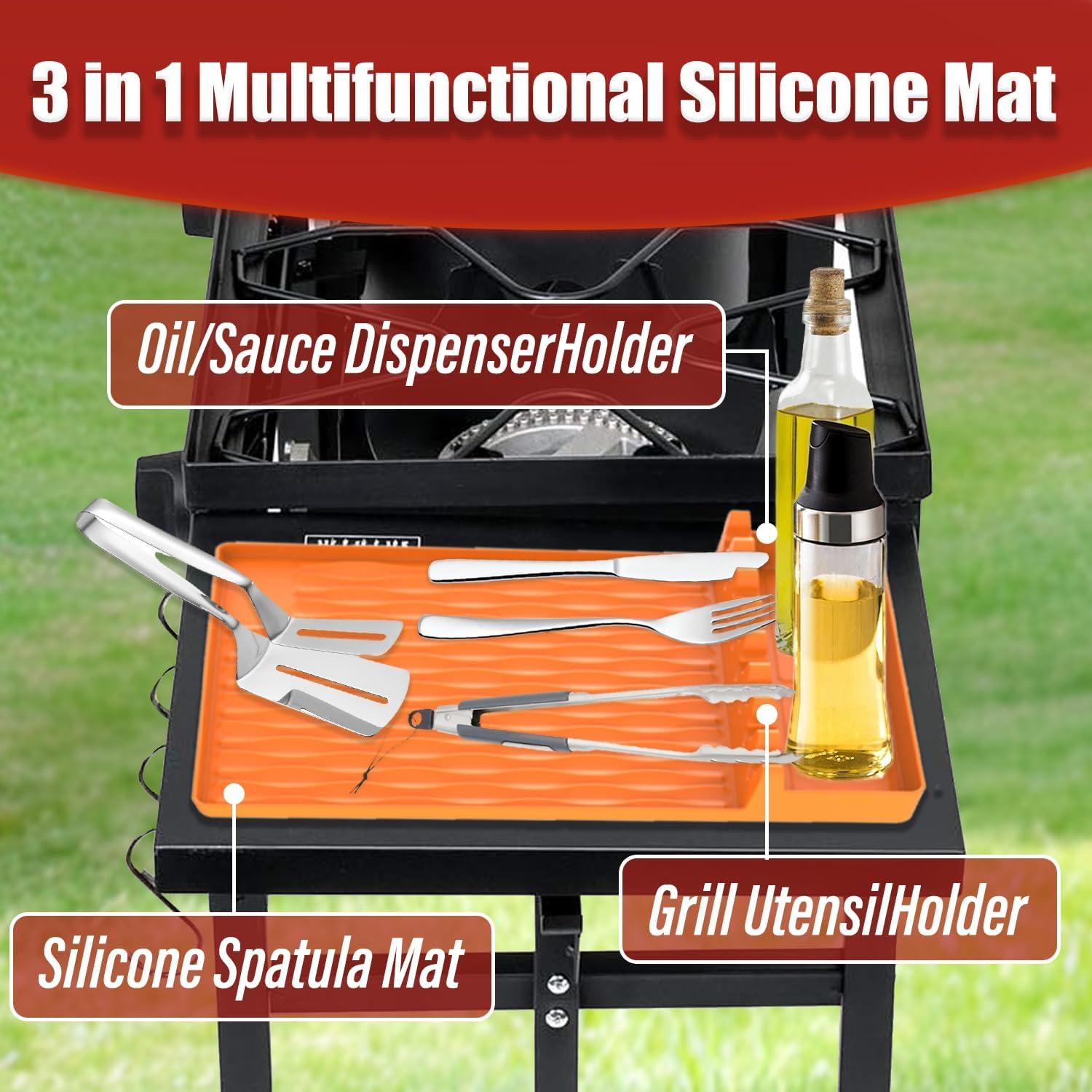 Alfombrilla de Silicona WAOUZN para Parrilla 40.6x29.2 cm Naranja