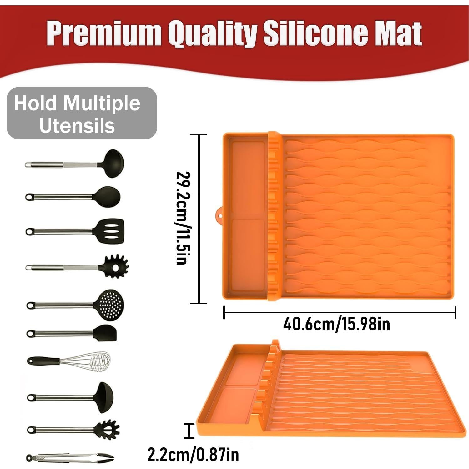 Alfombrilla de Silicona WAOUZN para Parrilla 40.6x29.2 cm Naranja