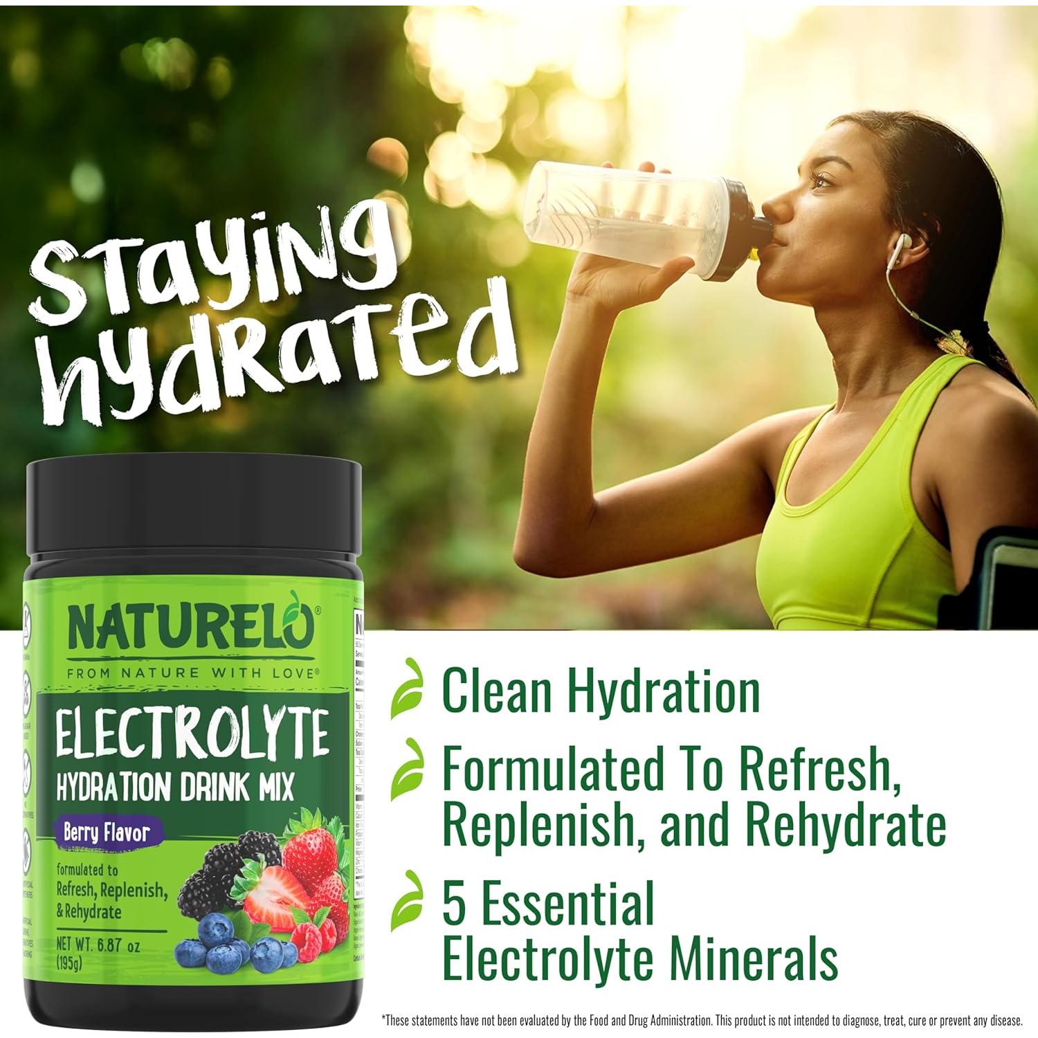 Polvo de Electrolitos NATURELO 50 Porciones Sabor Bayas