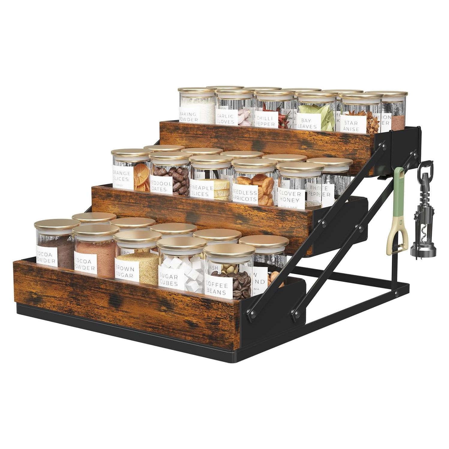 Organizador de Especias 3 Niveles KOKSTOP - Acero y Madera