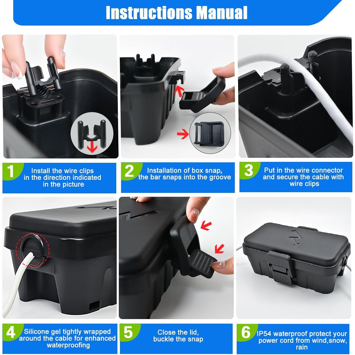 Caja de Conexión Eléctrica Impermeable Hrensaw 14x7cm Negra