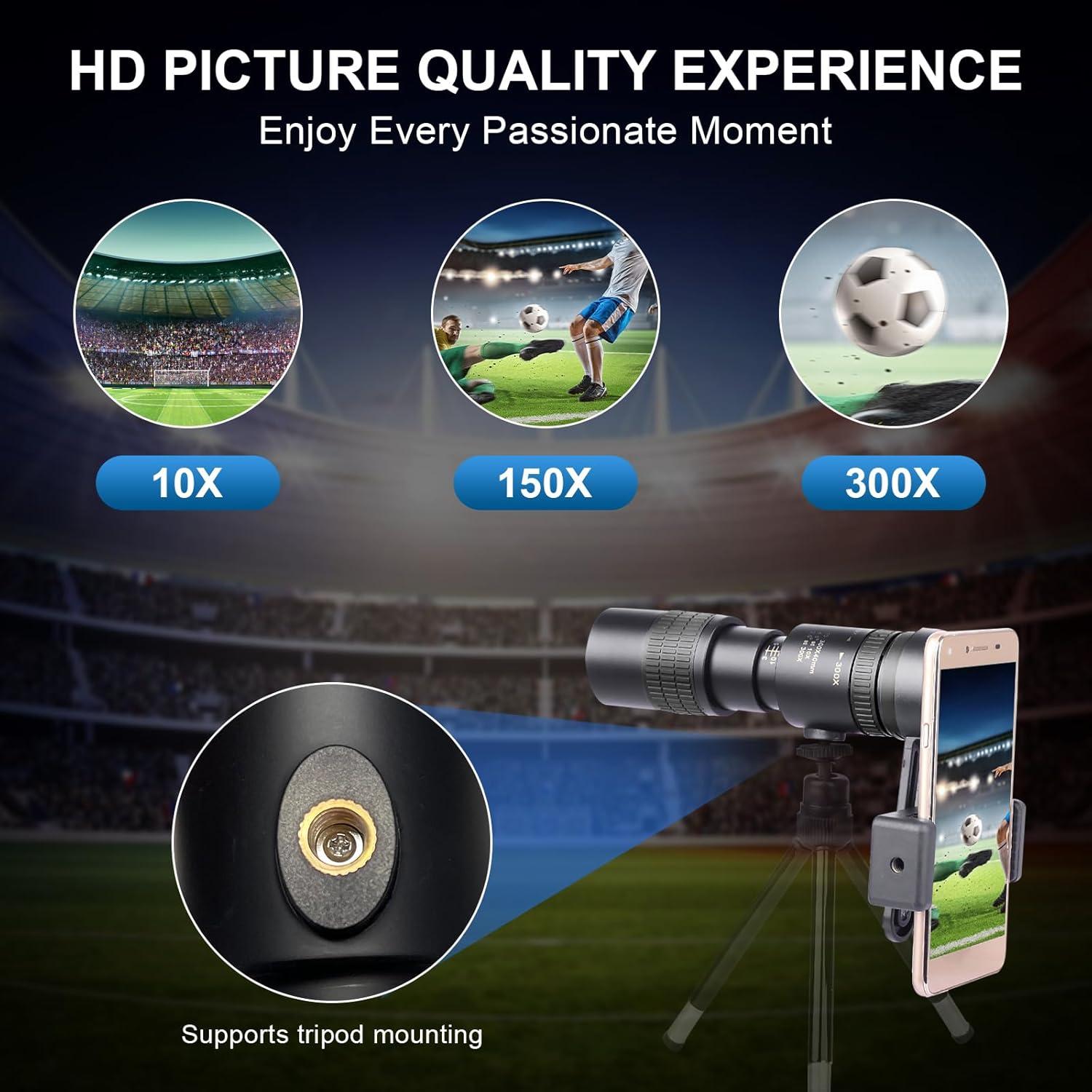 Monocular Telescopio Belmeri 10-300x40 BAK4 para Observación