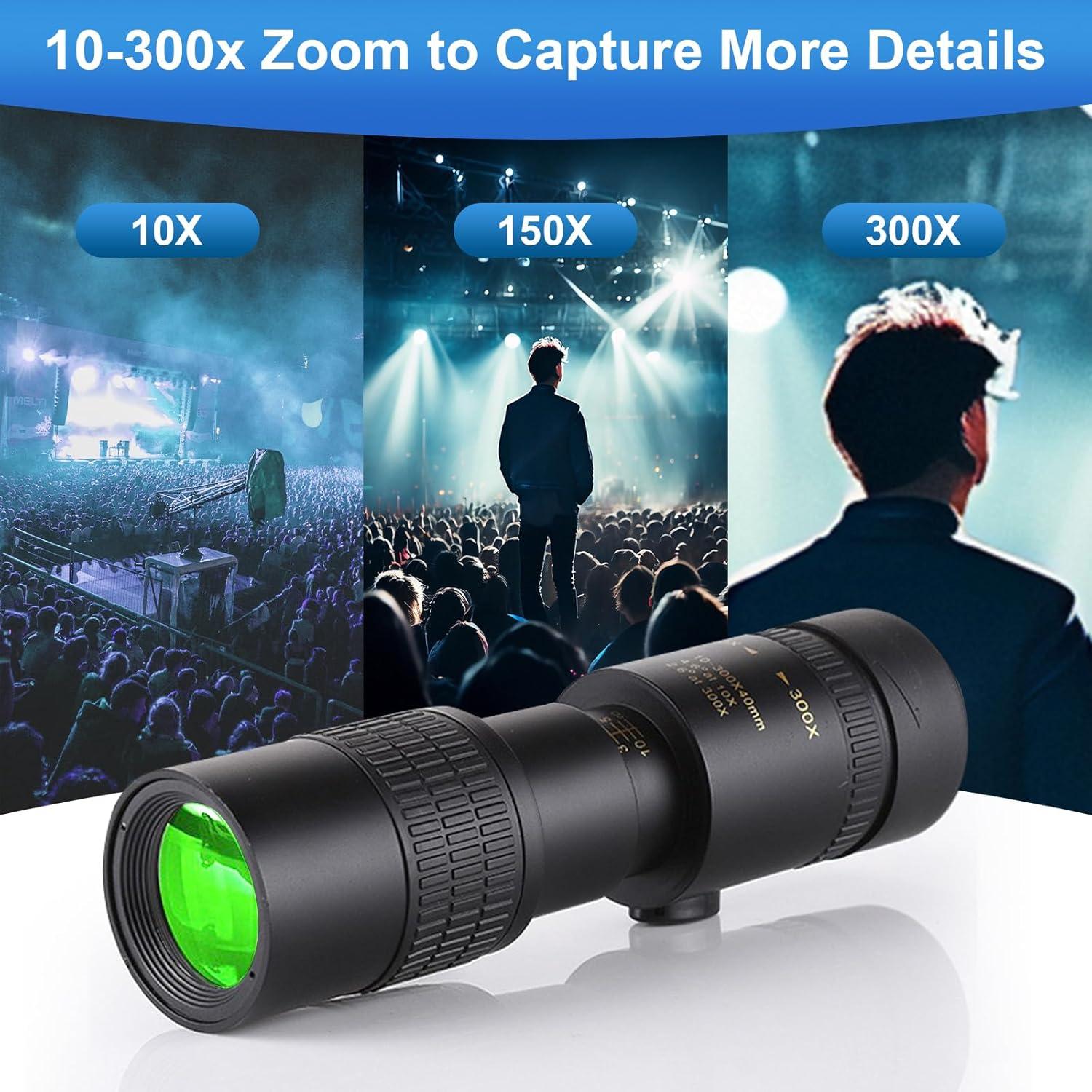 Monocular Telescopio Belmeri 10-300x40 BAK4 para Observación