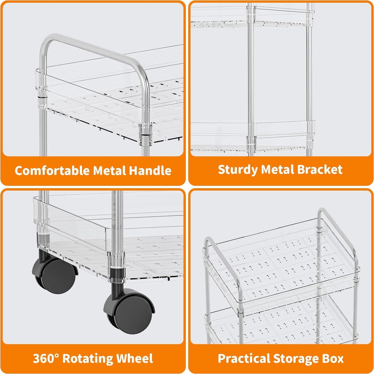 Carro de Almacenamiento Rodante Yieach 3 Niveles Acrílico