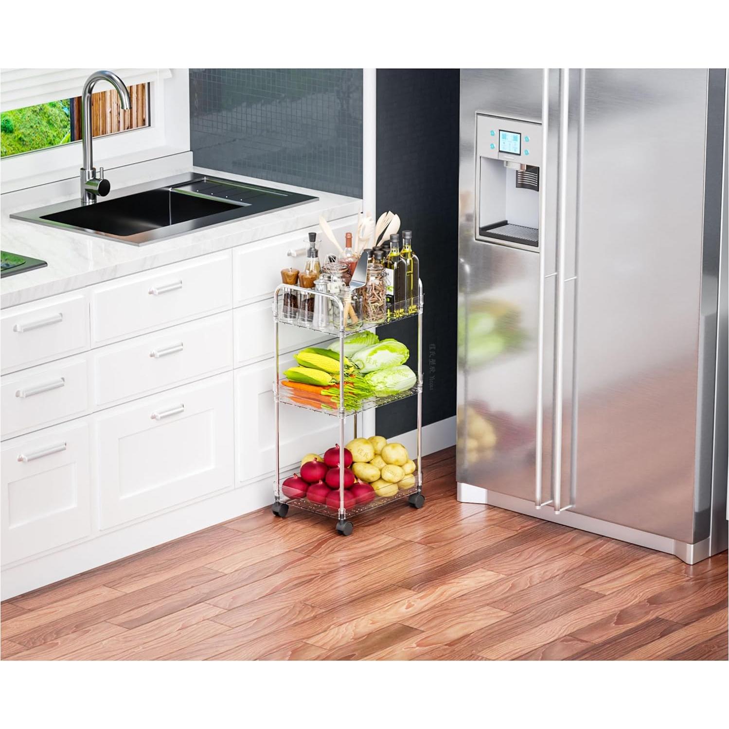 Carro de Almacenamiento Rodante Yieach 3 Niveles Acrílico