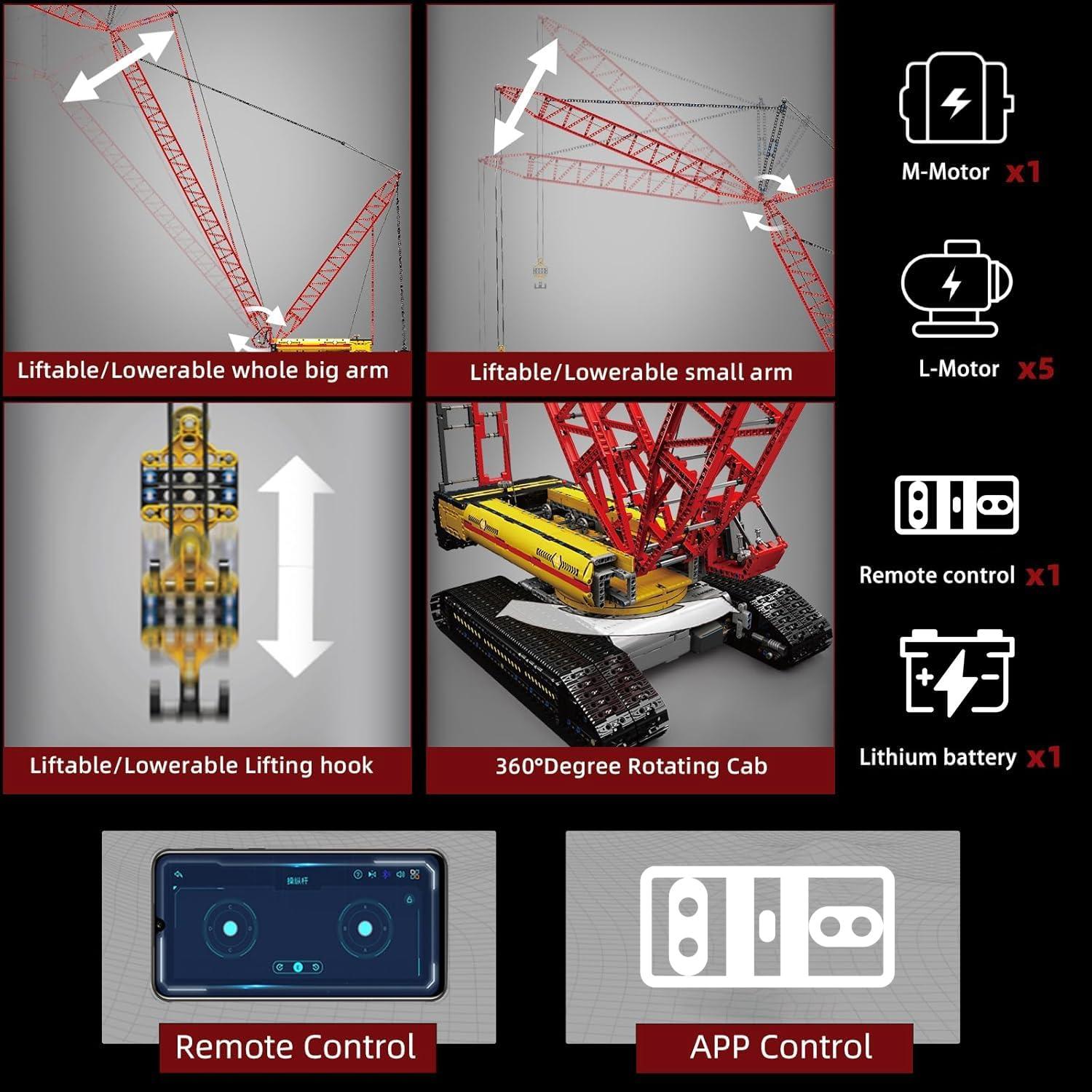Grúa Crawler Mould King MK17015 con Control Remoto 4318 Piezas