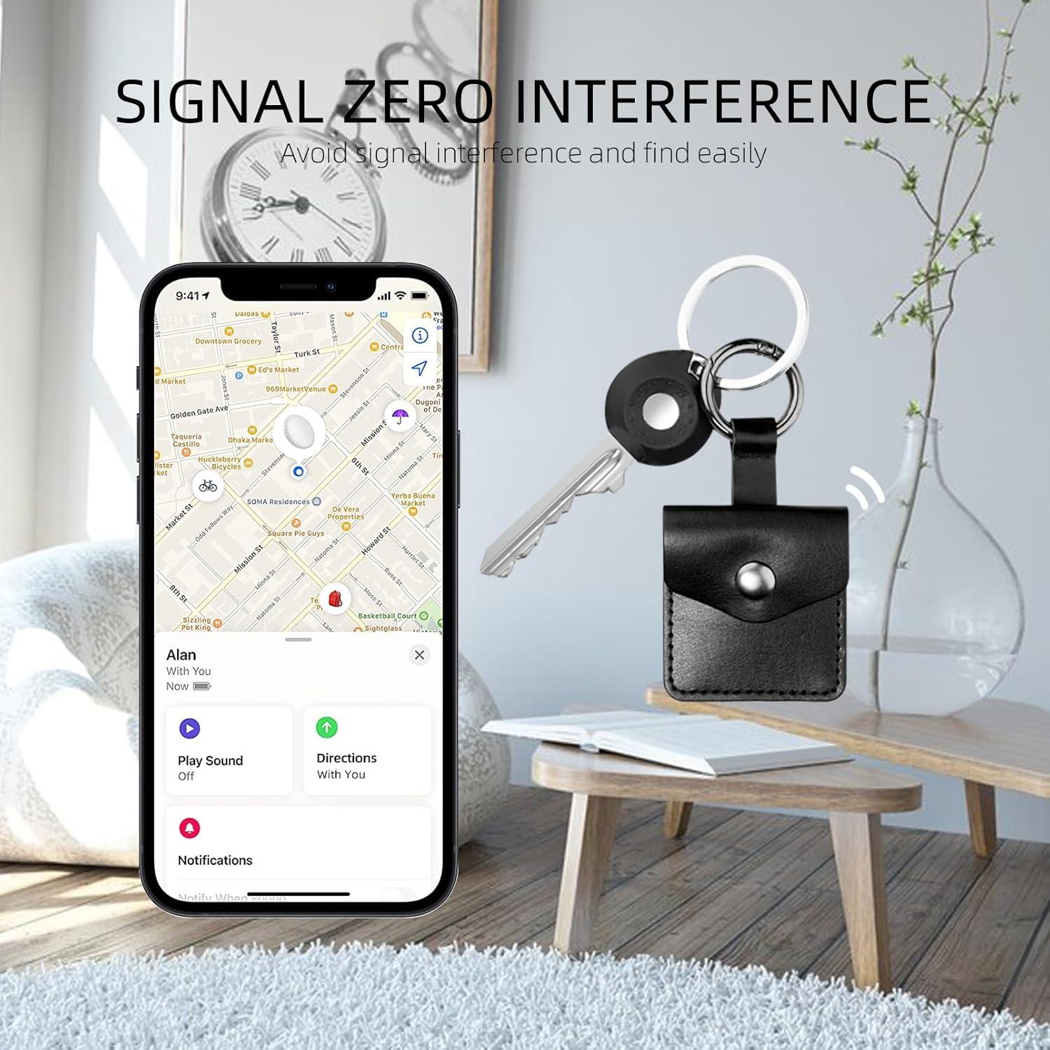 Funda de Cuero PU Mangotek para Apple AirTag y StarTag