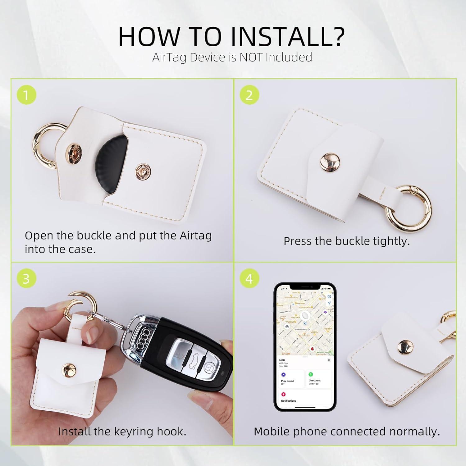 Funda de Cuero PU Mangotek para Apple AirTag y StarTag