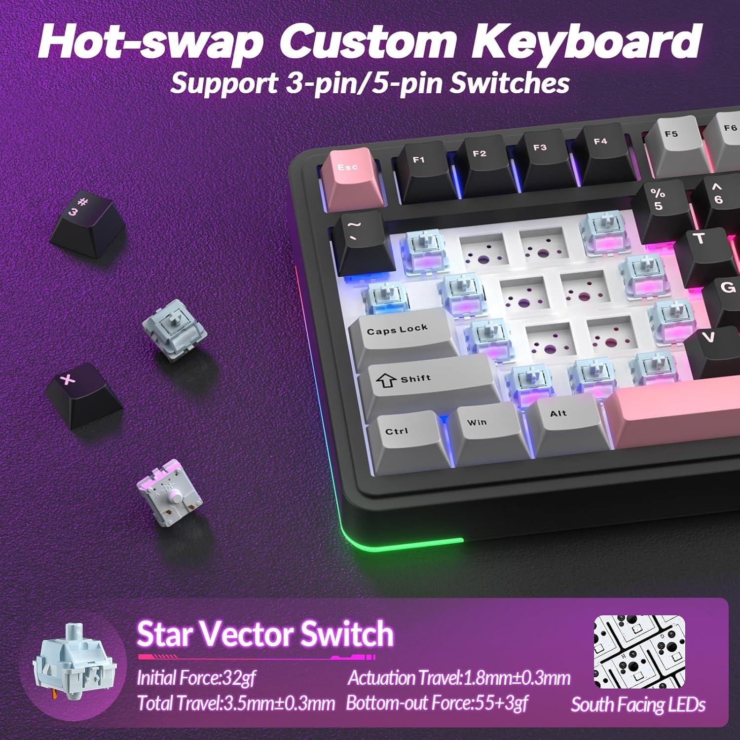 Teclado Mecánico Inalámbrico AULA S75 Pro RGB 75% PBT