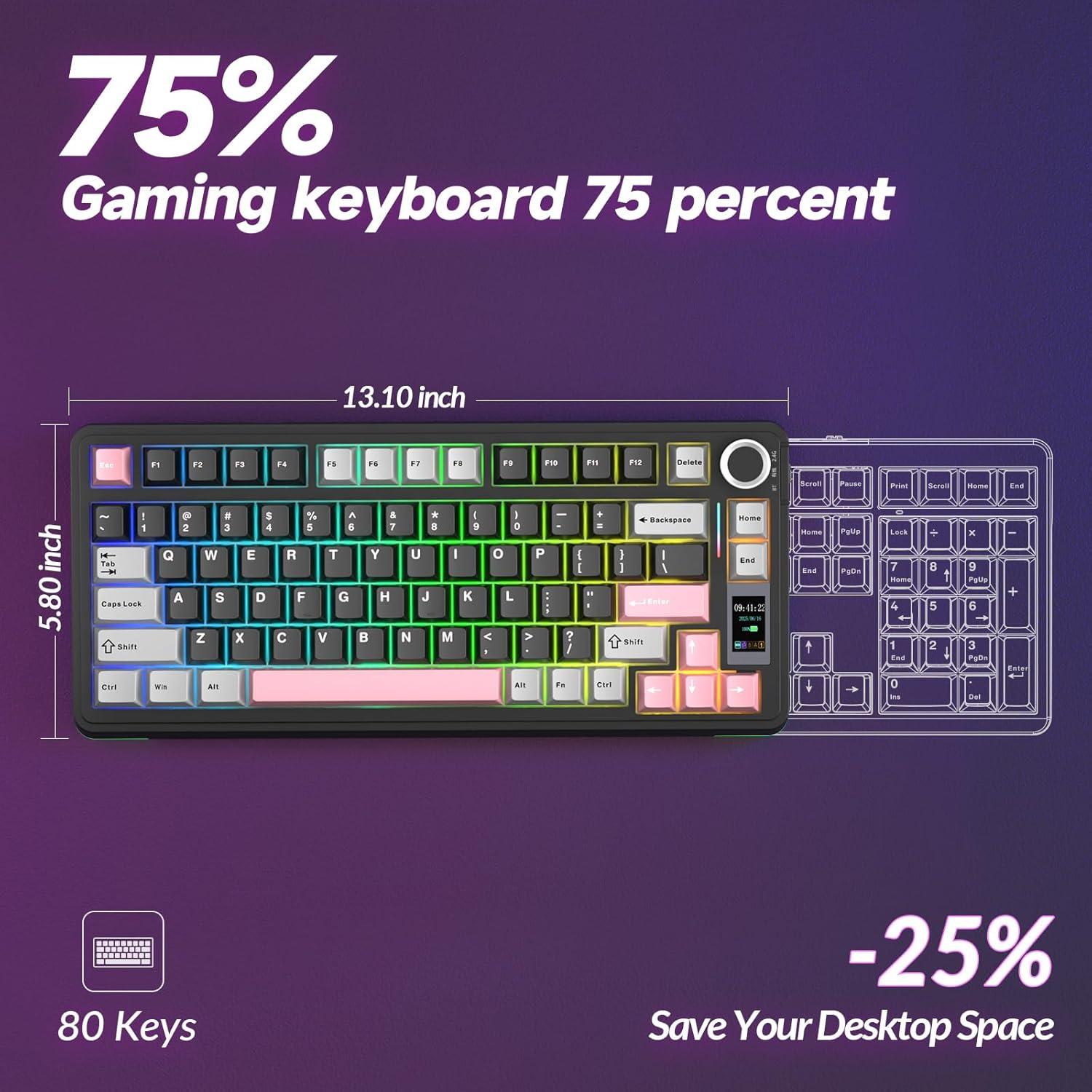 Teclado Mecánico Inalámbrico AULA S75 Pro RGB 75% PBT