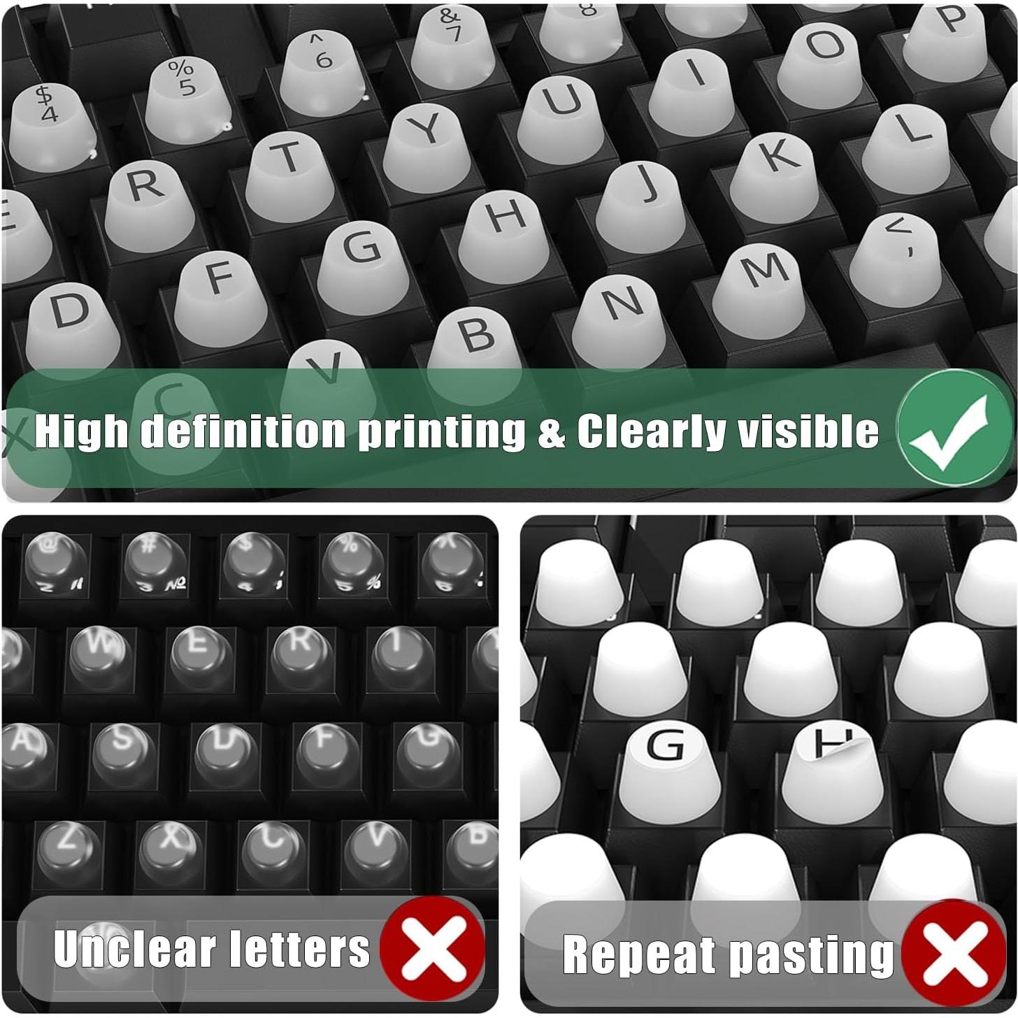 Calcomanías Elevadas para Teclado MasiBloom 64 Pcs Blanco