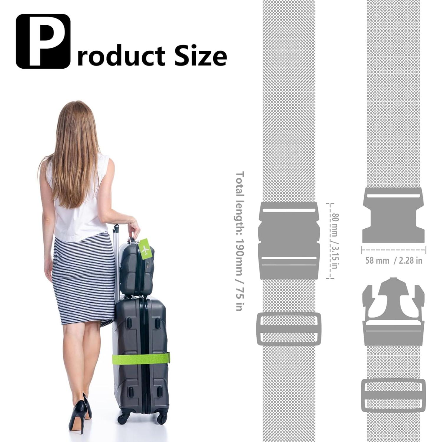 Paquete de 2 correas de equipaje ISABETTA ajustables 51-86cm