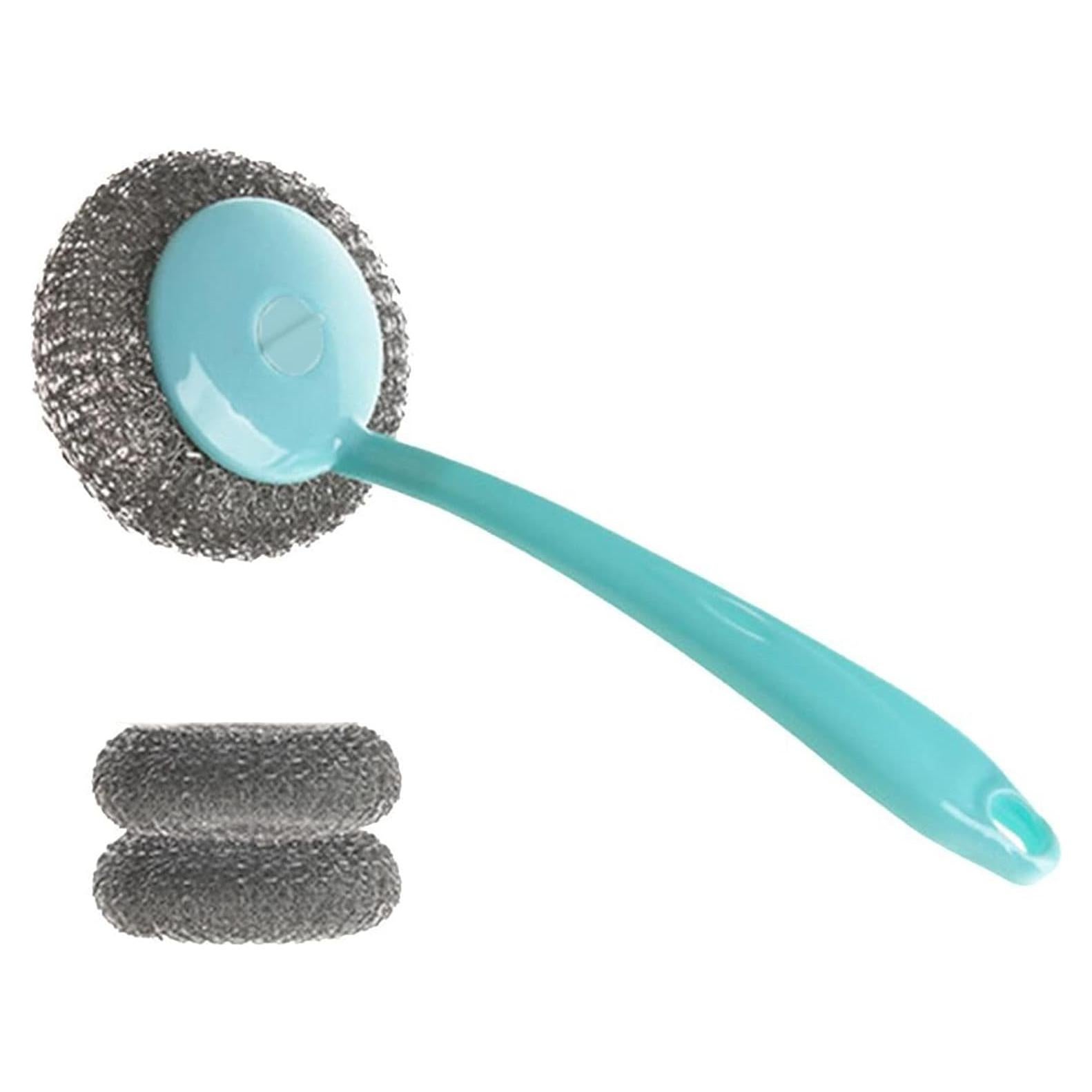 4 Esponjas de Acero Inoxidable Wideskall con Mango para Cocina