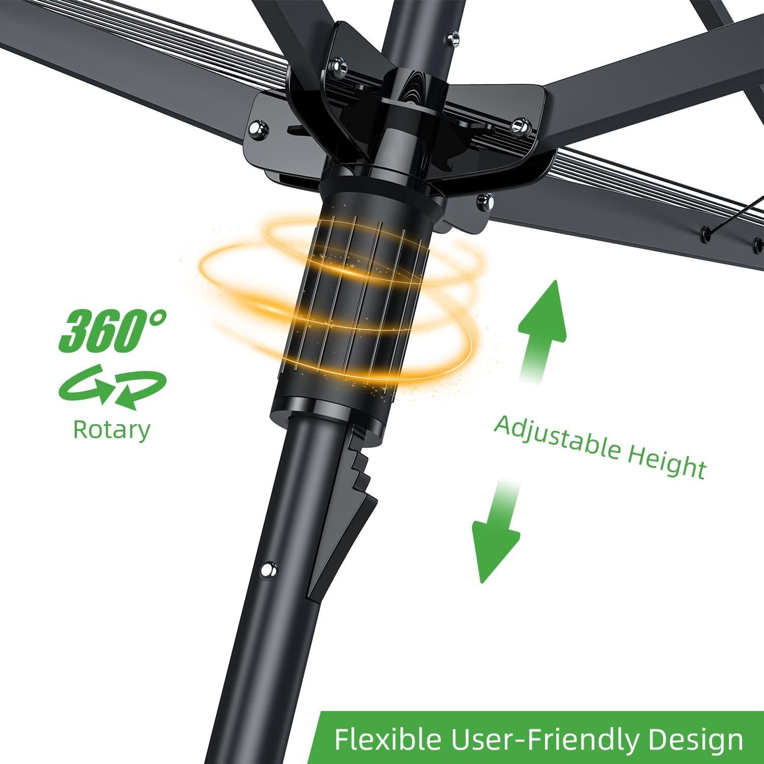 Tendedero de Ropa Exterior SZJoyBet 4 Brazos 12 Cuerdas 50m