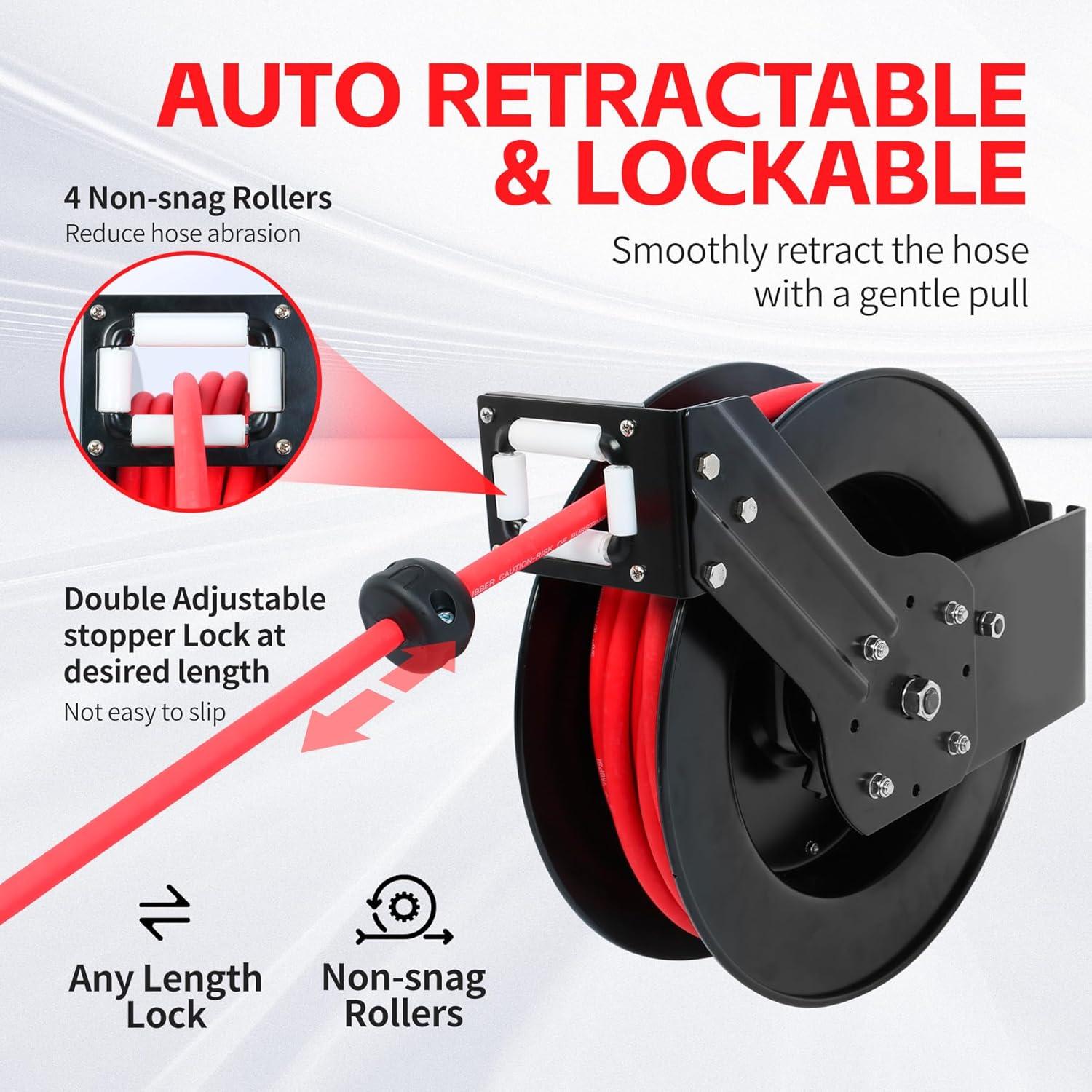 Carrete Retráctil de Manguera de Aire MaxWorks 15.24m 250 PSI