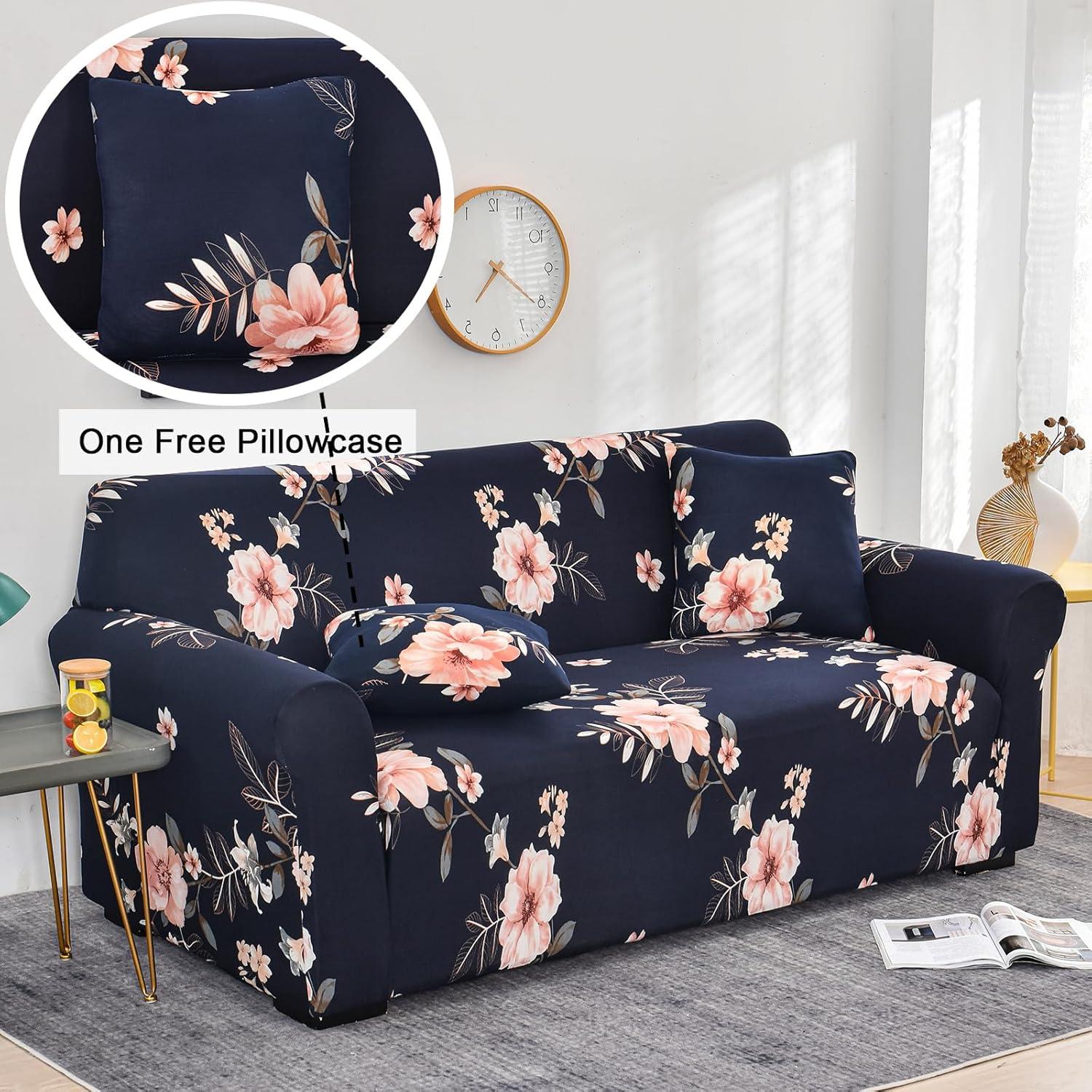 Funda de Sofá Elástica Celevingne 3 Plazas Azul Floral