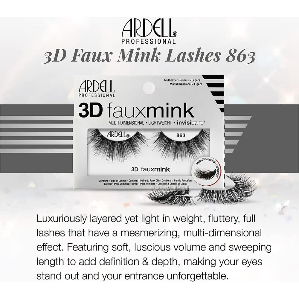 Pestañas Ardell 3D Visón Sintético 863 - Ligeras y Naturales