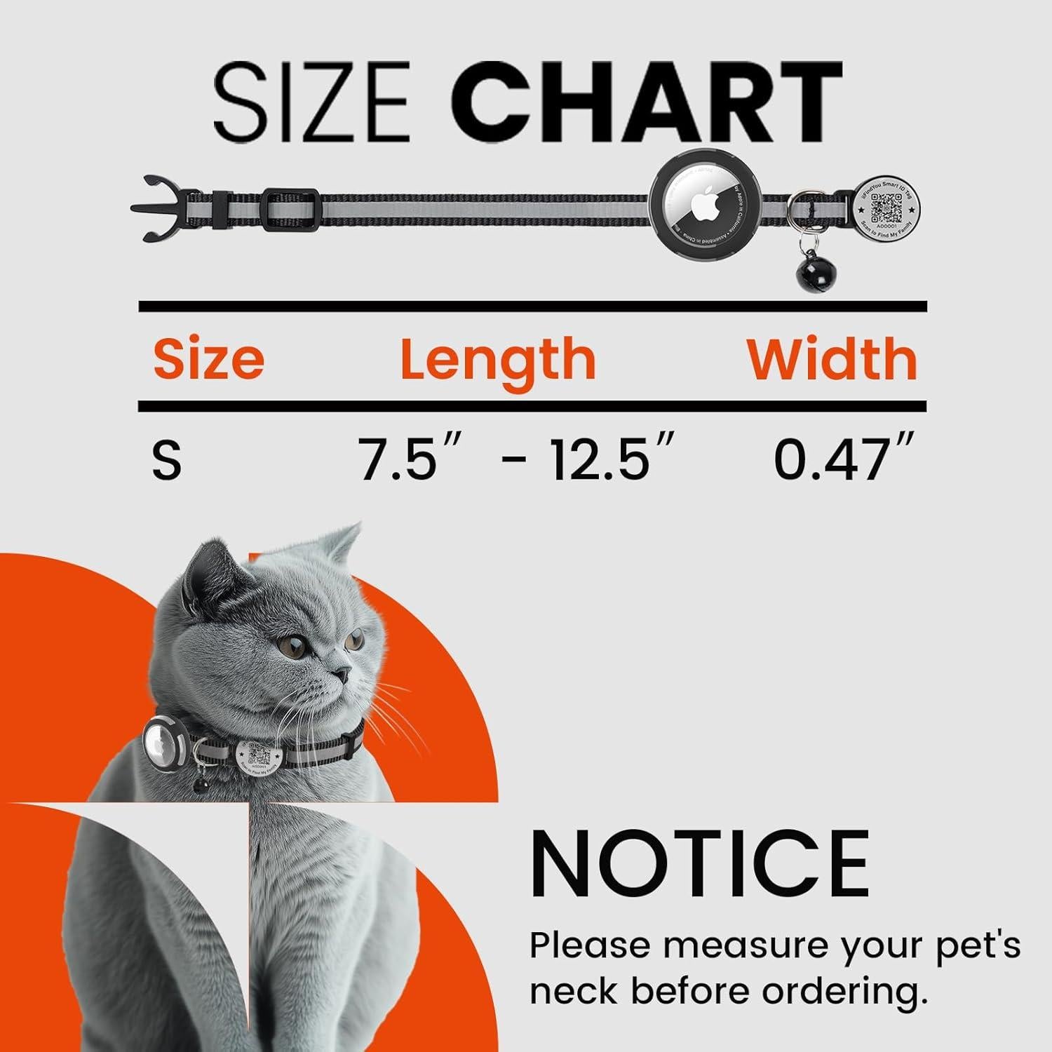 Collar para Gato AirTag ILFINDYOU Negro Ajustable Impermeable