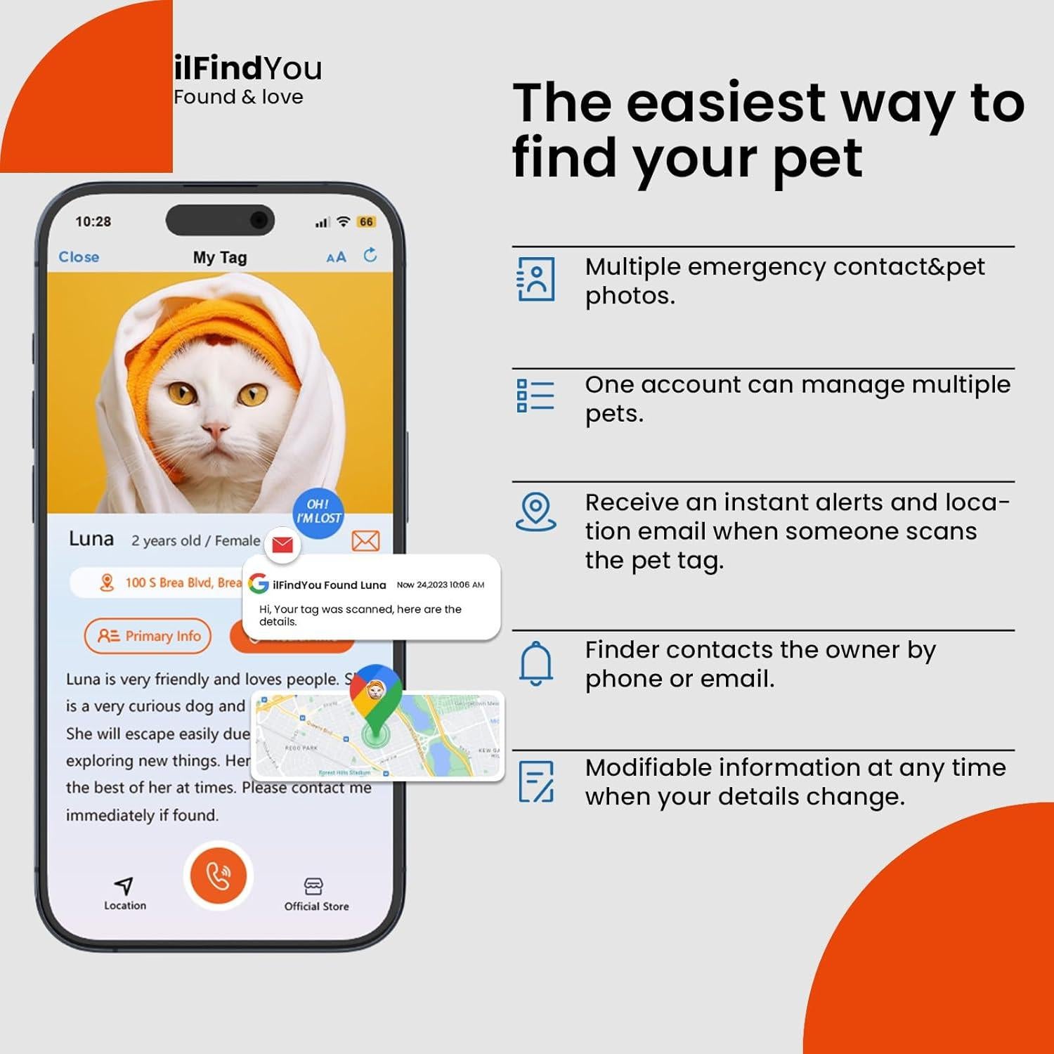 Collar para Gato AirTag ILFINDYOU Negro Ajustable Impermeable