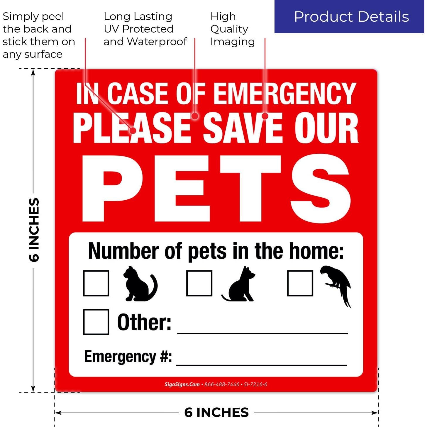 Etiqueta de Alerta para Mascotas Sigo Signs 15.24 cm - Paquete de 4