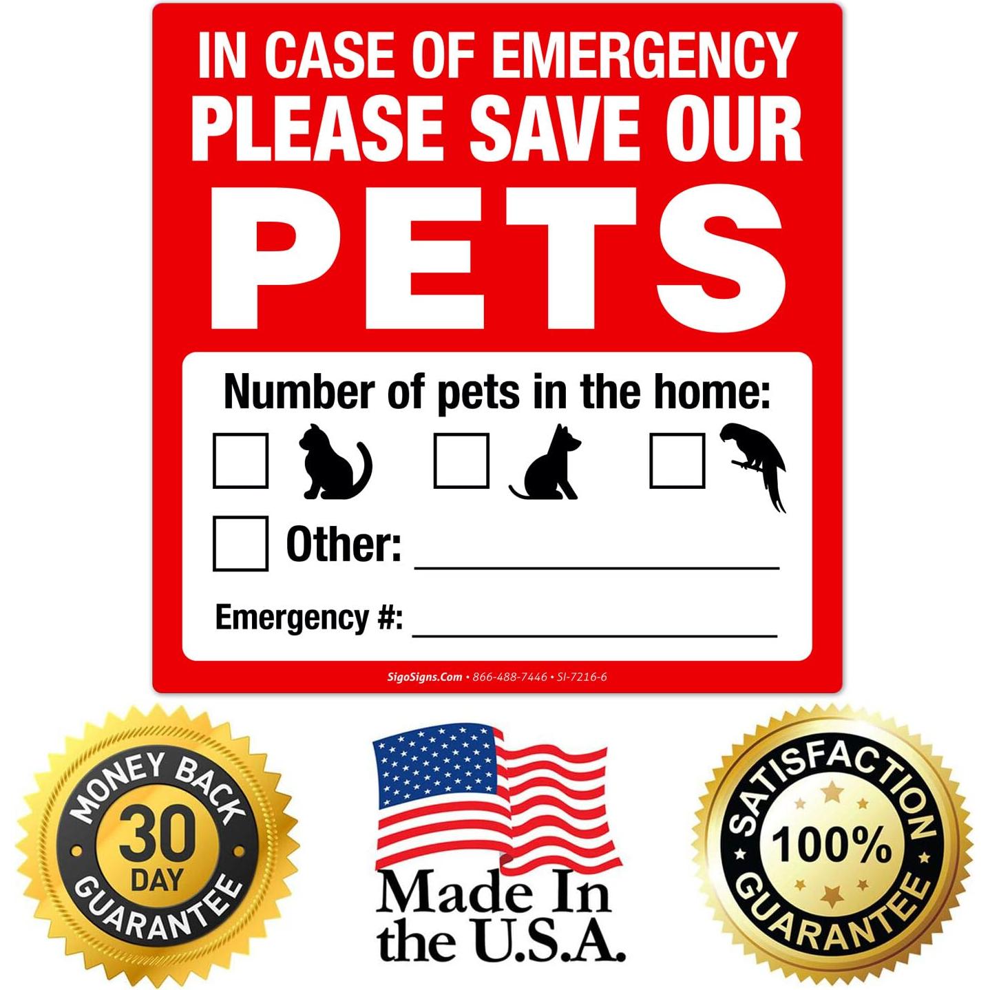 Etiqueta de Alerta para Mascotas Sigo Signs 15.24 cm - Paquete de 4