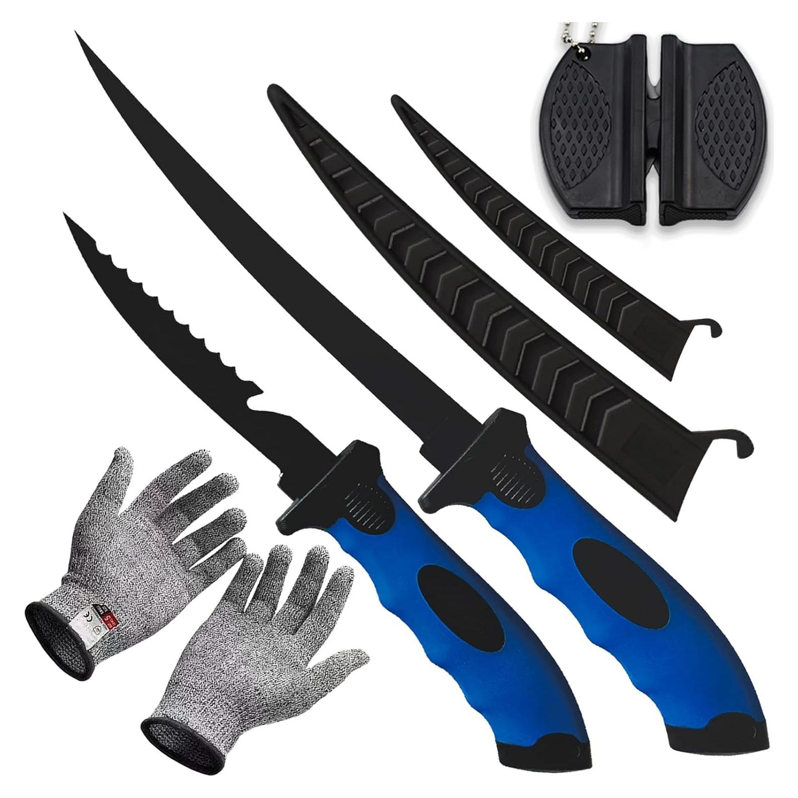 Juego de cuchillos de filete HOWORR 2 piezas 5 y 7" azul