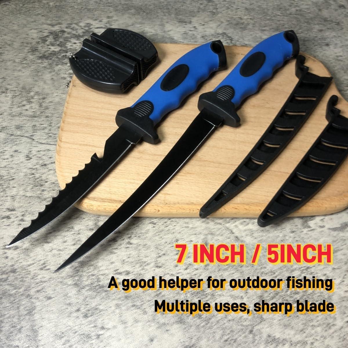 Juego de cuchillos de filete HOWORR 2 piezas 5 y 7" azul