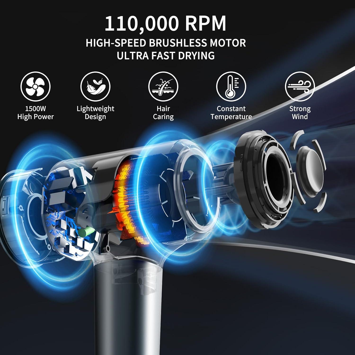 Secador de cabello iónico negativo Shenzhen 110,000 RPM ligero