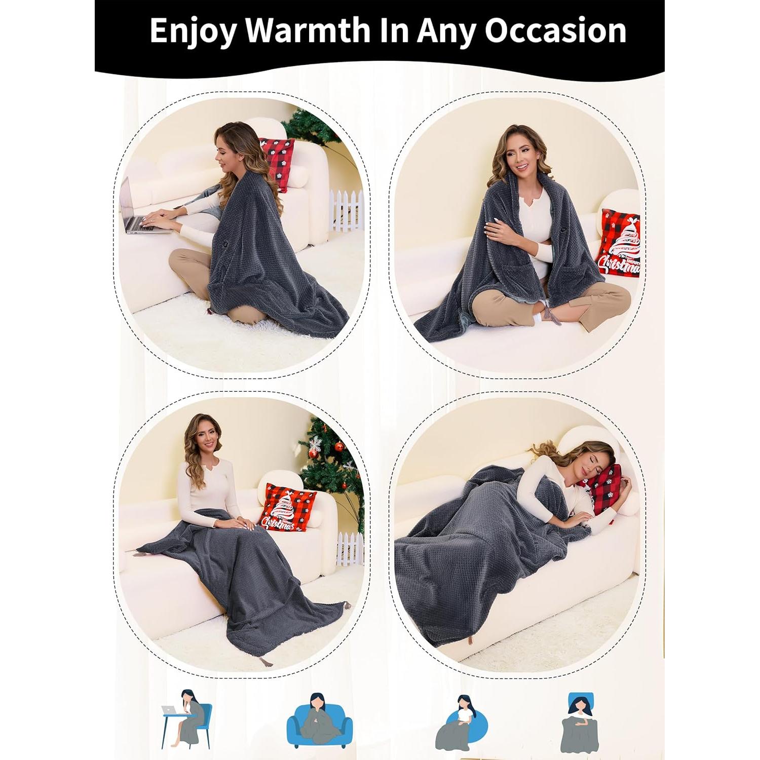 Manta Térmica Eléctrica Kintiwe Pro Gris 40x60" 20000mAh