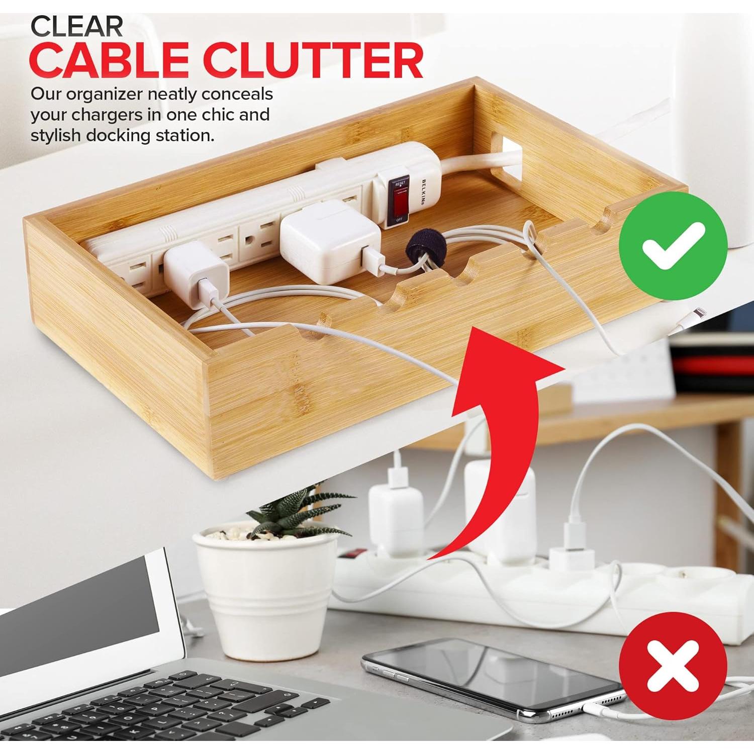 Estación de Carga de Madera Bambú Innovaciones Modernas 5 Dispositivos