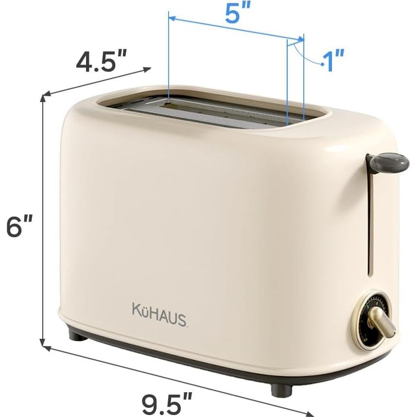 Tostadora Retro KuHAUS 2 Rebanadas Marfil 825W Control 6 Niveles