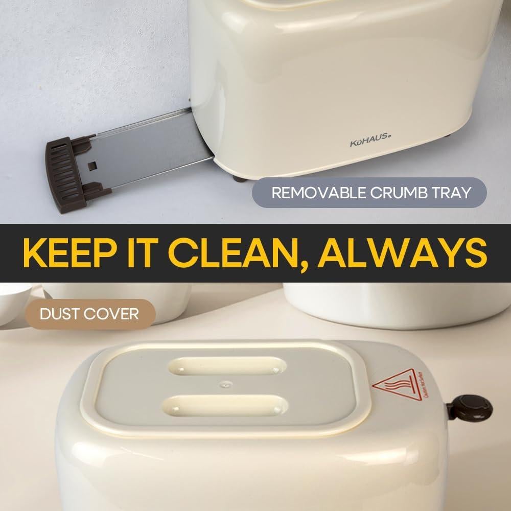 Tostadora Retro KuHAUS 2 Rebanadas Marfil 825W Control 6 Niveles