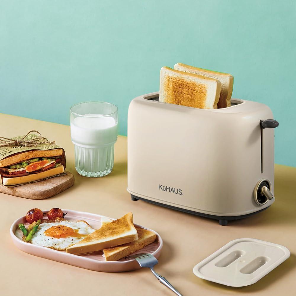 Tostadora Retro KuHAUS 2 Rebanadas Marfil 825W Control 6 Niveles