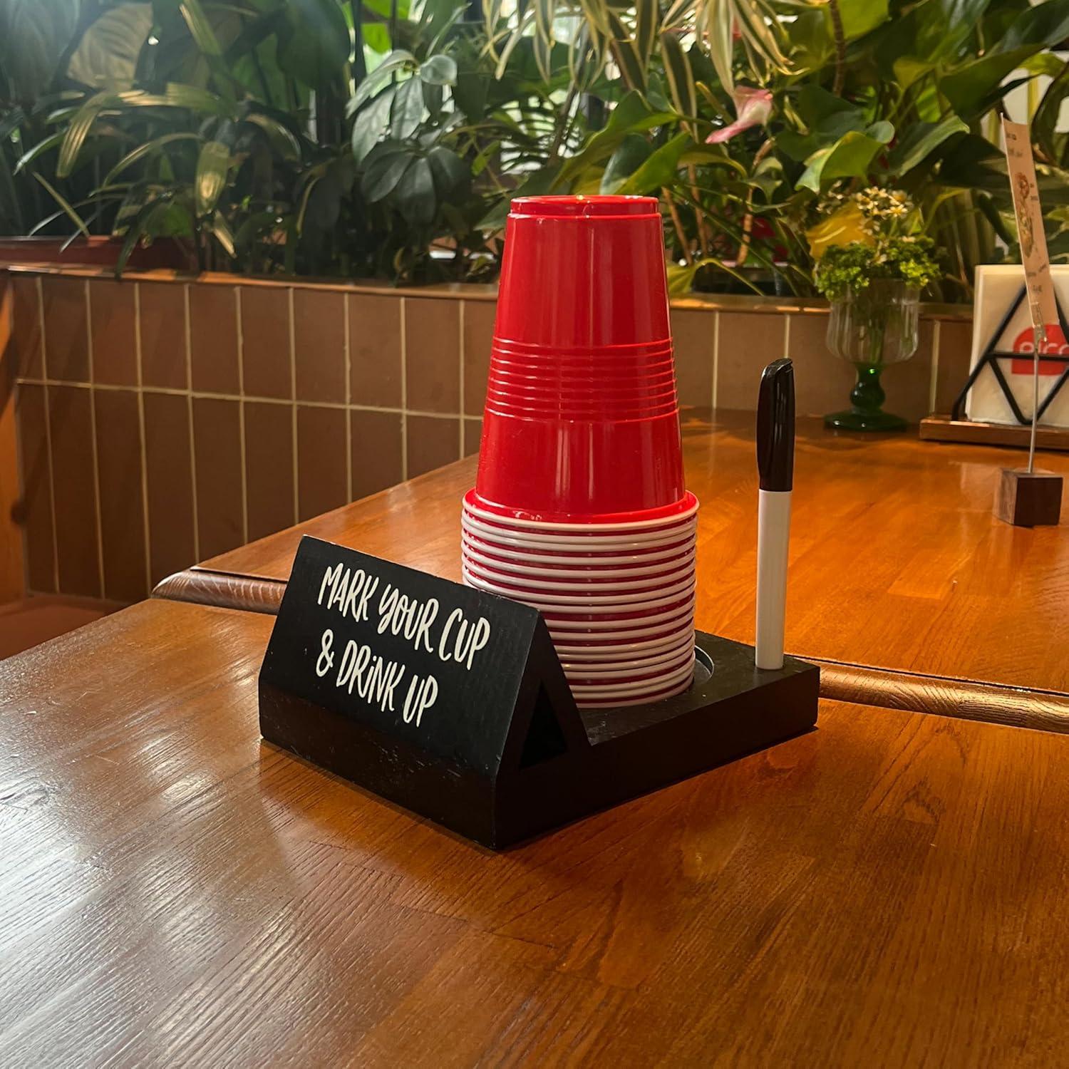 Soporte de Tazas Desechables LETUBUYU de Madera Negra 17.95x13.97cm