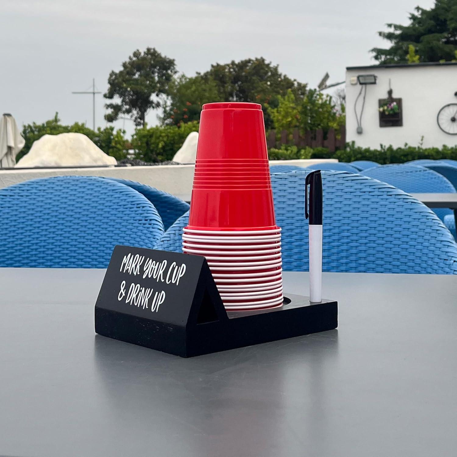 Soporte de Tazas Desechables LETUBUYU de Madera Negra 17.95x13.97cm