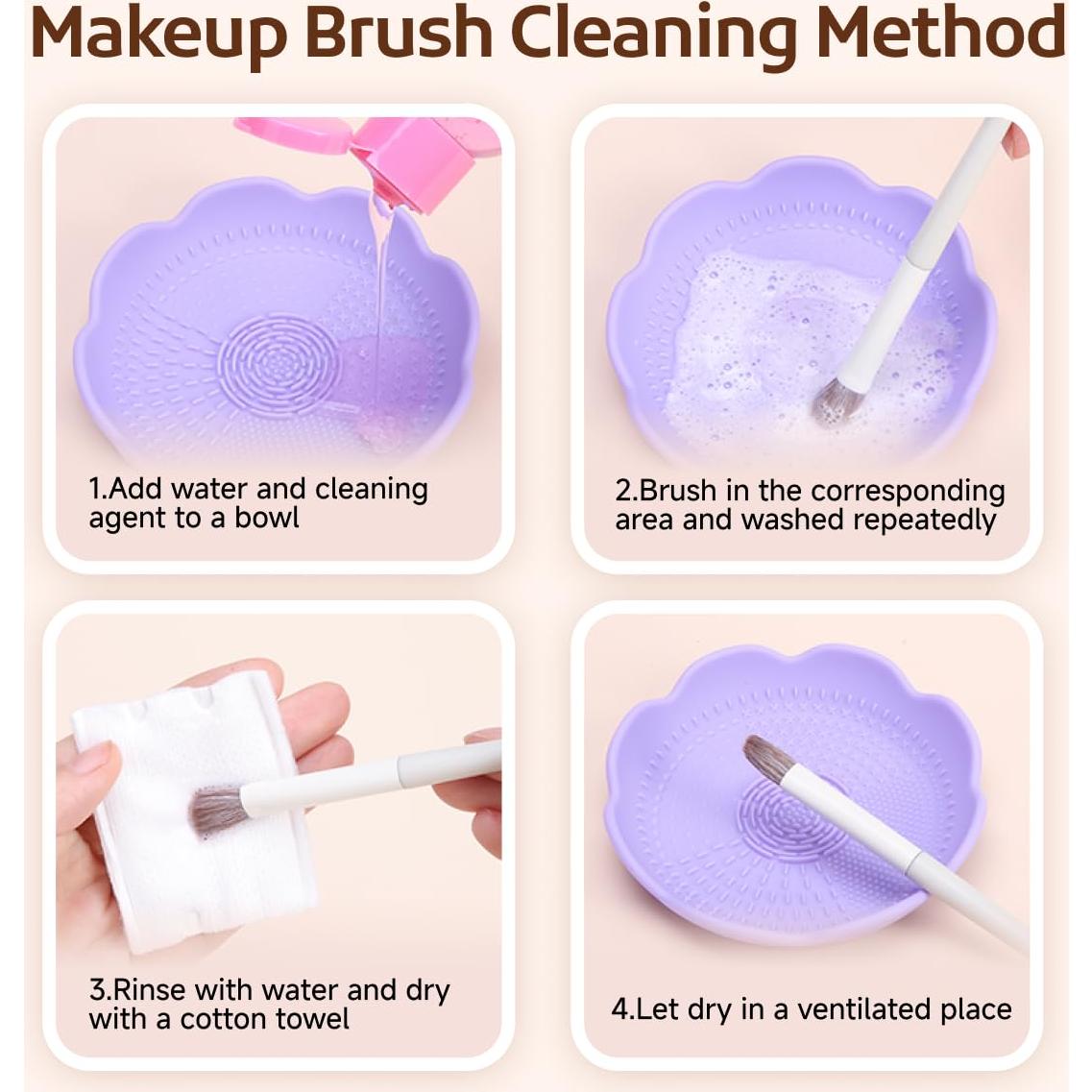 Limpiador de Brochas de Maquillaje JAMESVAN Tazón Silicona Rosa