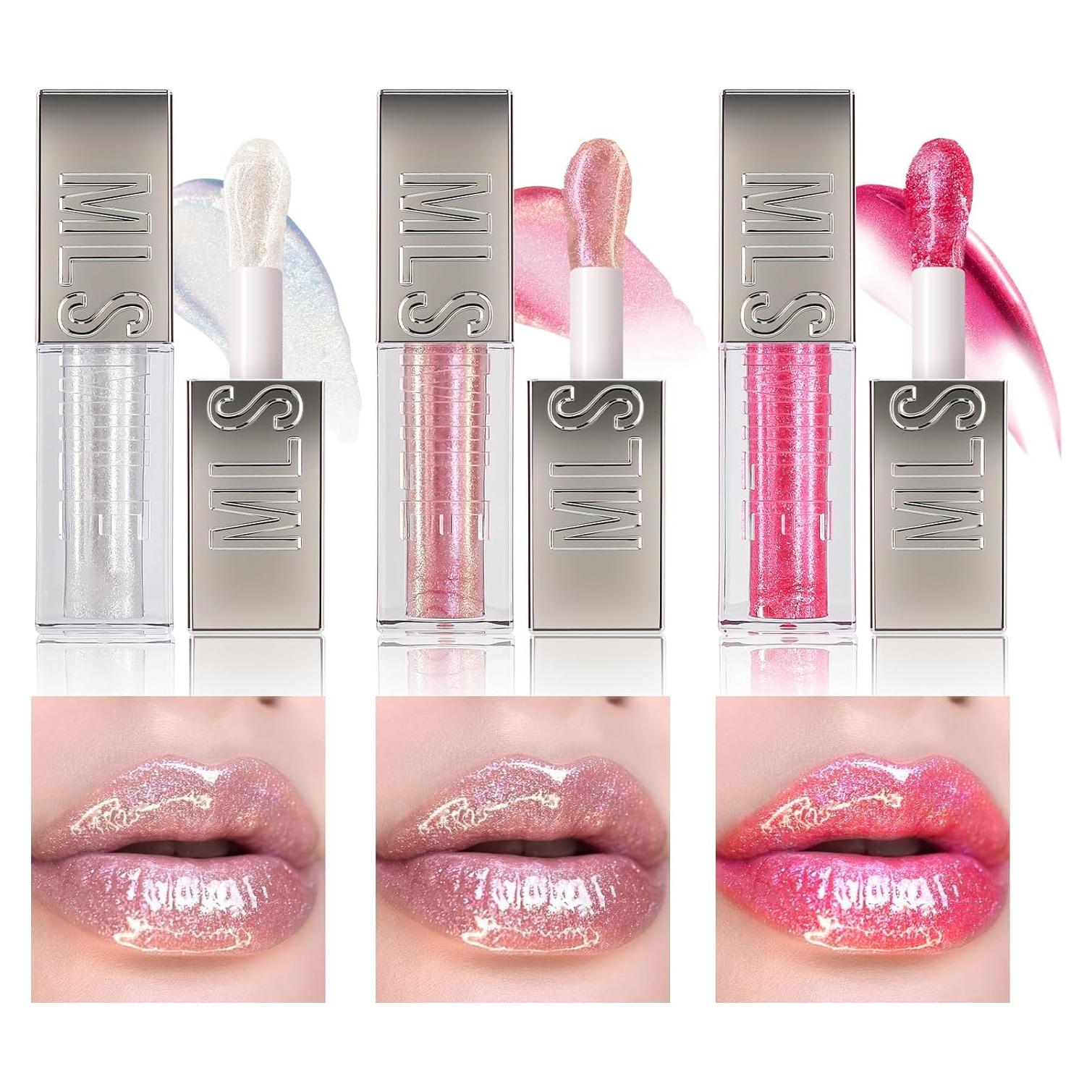 Set de 3 Gloss Labial Glitter MLSMILE 10ml Hidratante