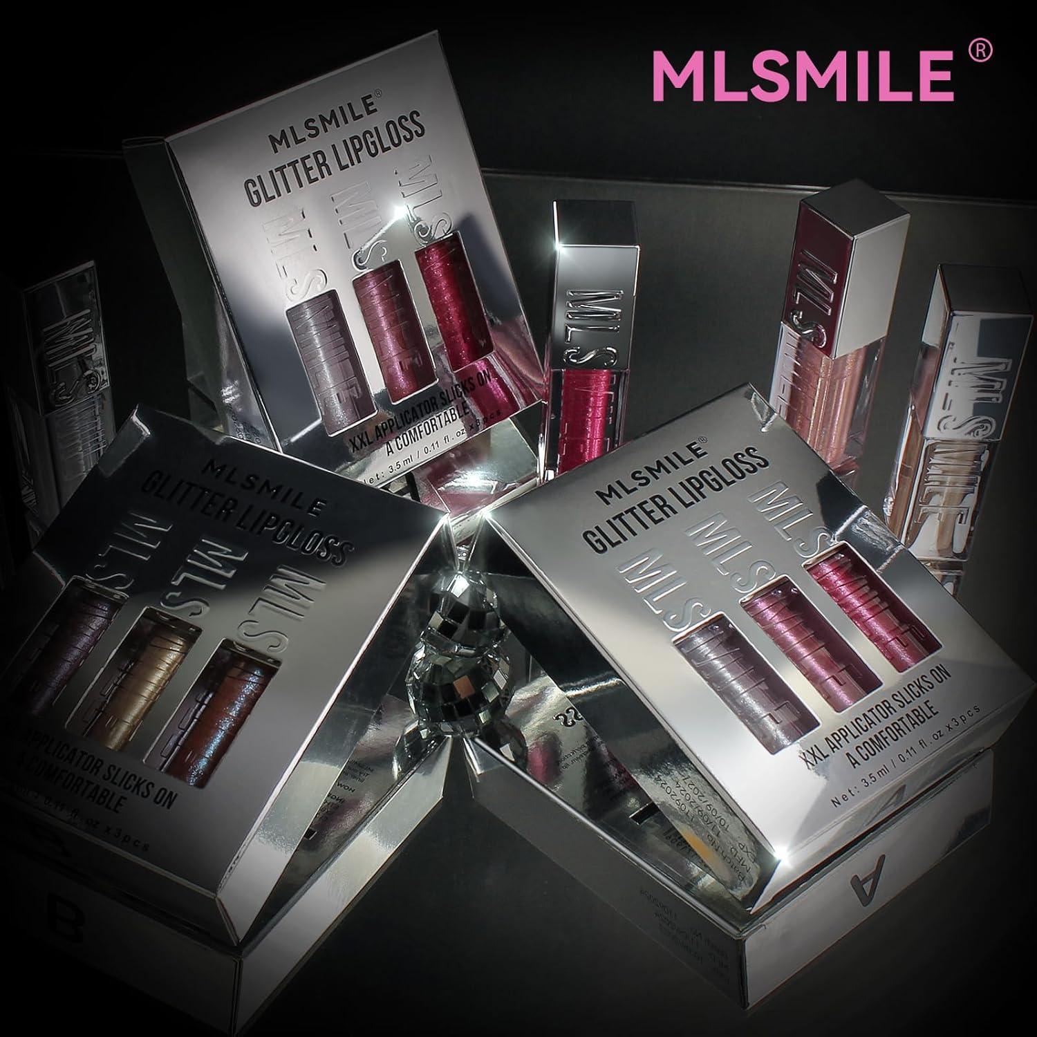 Set de 3 Gloss Labial Glitter MLSMILE 10ml Hidratante