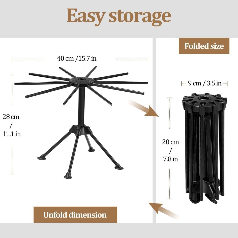 Soporte Plegable para Secar Pasta Ourokhome 10 Brazos Negro