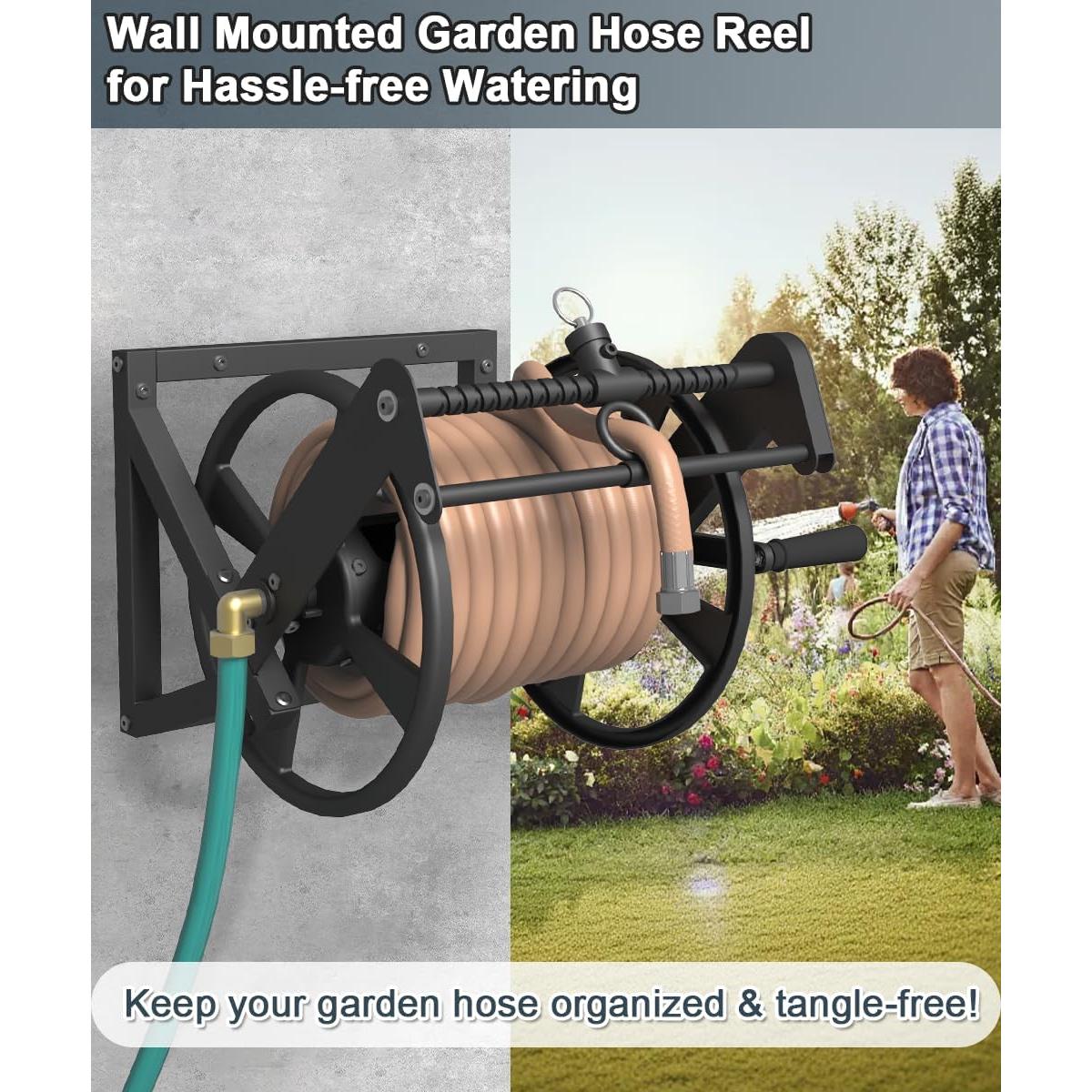 Carrete de Manguera de Jardín Artigarden 125 pies Metal Negro