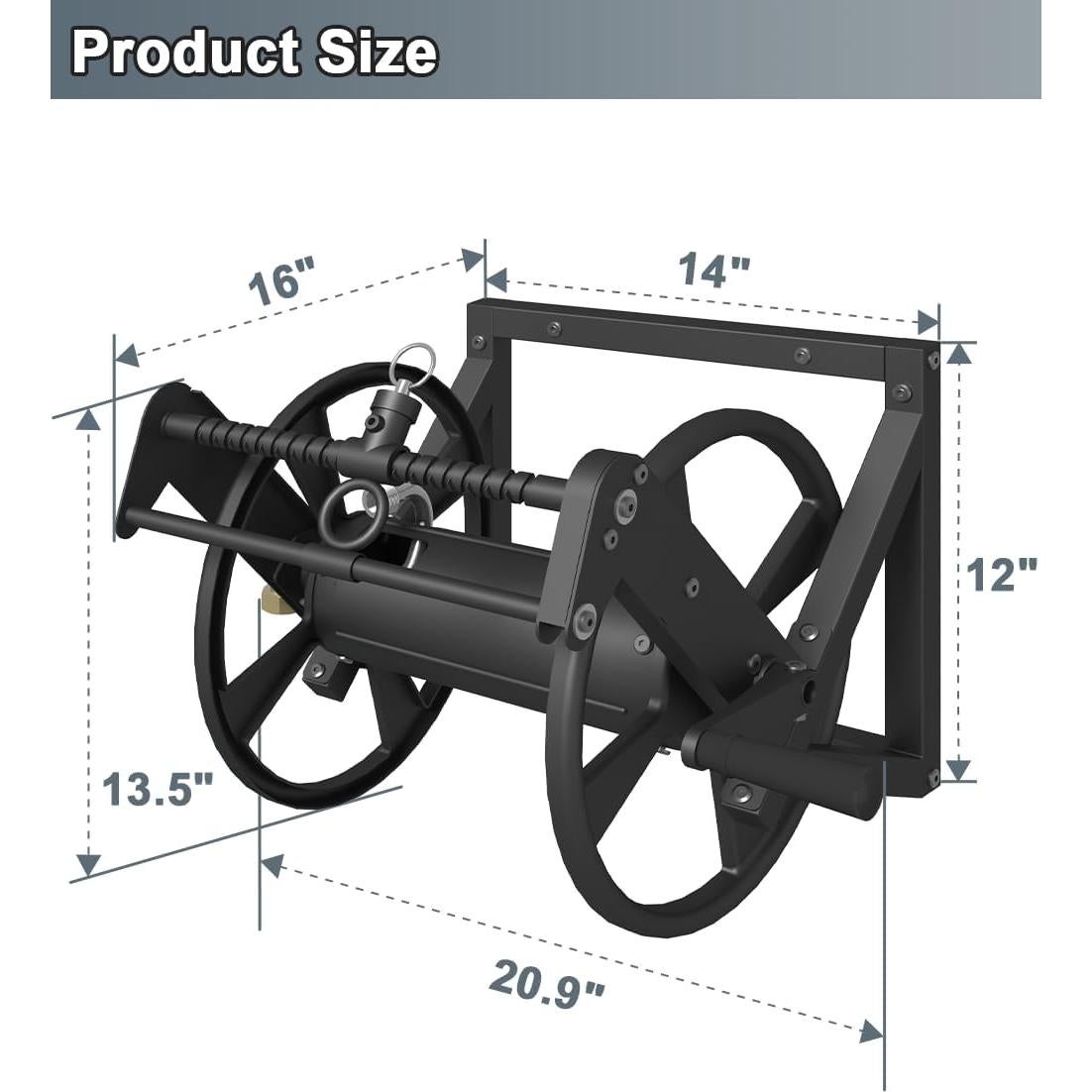 Carrete de Manguera de Jardín Artigarden 125 pies Metal Negro
