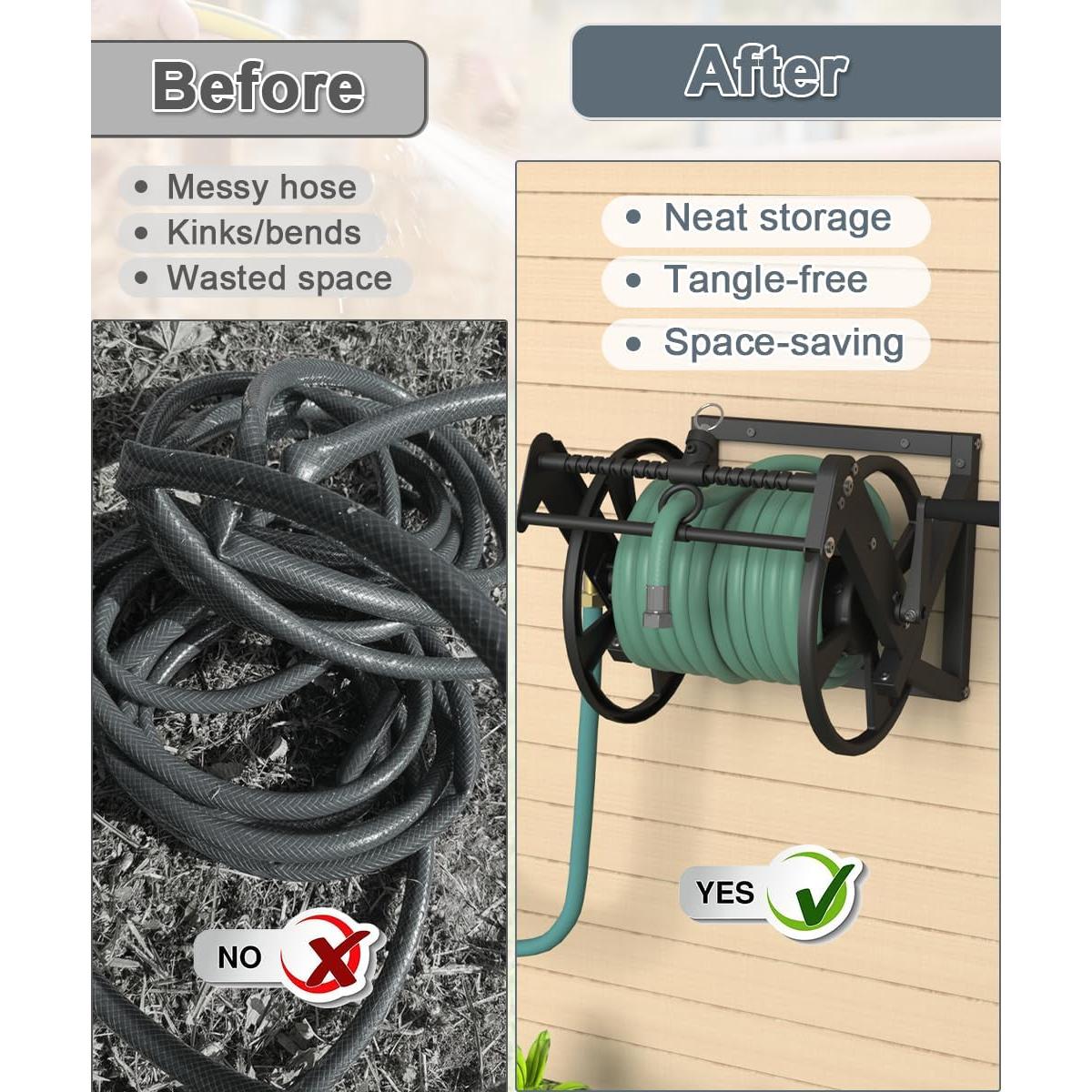 Carrete de Manguera de Jardín Artigarden 125 pies Metal Negro