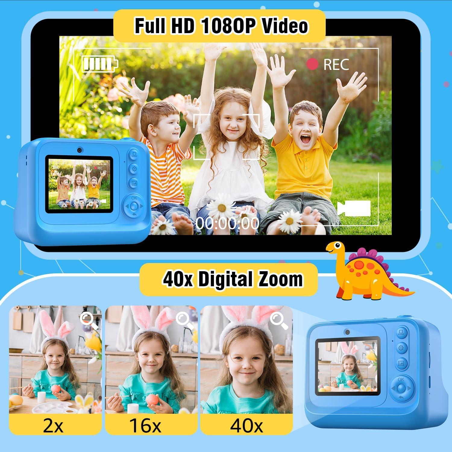 Cámara Instantánea para Niños Z12 1080P HD con Impresora